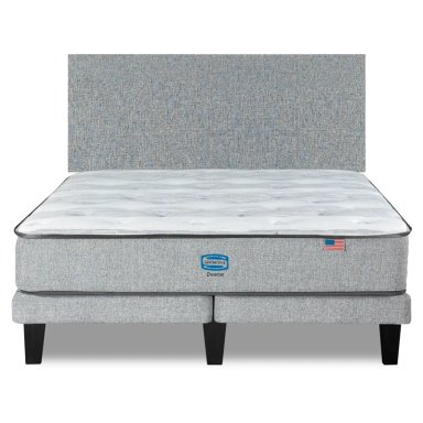 CAMA EUROPEA SIMMONS DREAMER 2 PLAZAS + RESPALDO PRAGA PLATA - 1
