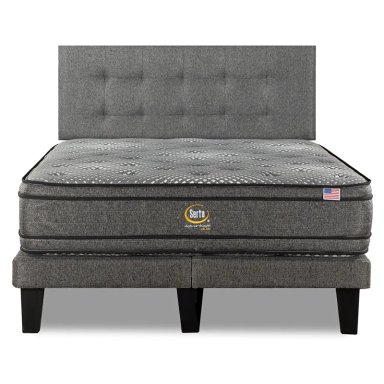 CAMA EUROPEA SERTA ADVANTAGE DUAL 2 PLAZAS + RESPALDO URBAN GRIS - 1