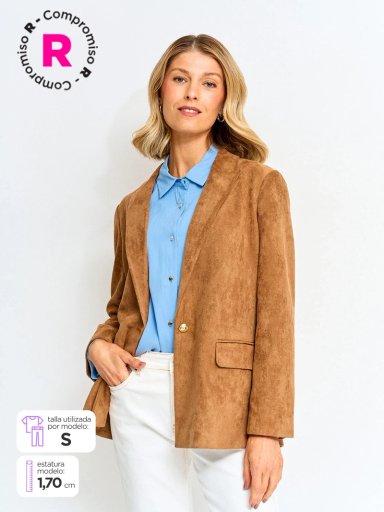 CHAQUETA MUJER CACHAREL TIPO SUEDE MANGA LARGA - 1