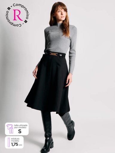 FALDA MUJER CACHAREL LARGA CORTE TIPO A - 1