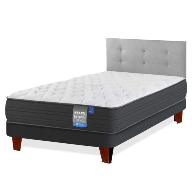 CAMA EUROPEA FLEX EUROPEDIC DUAL 1.5 PLAZAS + RESPALDO ROYAL GRIS - 1