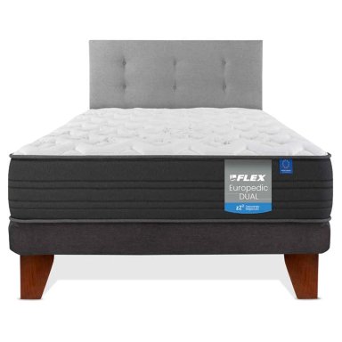 CAMA EUROPEA FLEX EUROPEDIC DUAL 1.5 PLAZAS + RESPALDO ROYAL GRIS - 2