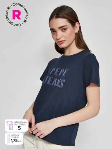 POLERA MUJER PEPE JEANS ALGODÓN LENTEJUELAS - 1