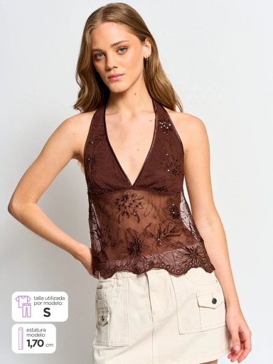 BLUSA MUJER INDEX SIN MANGAS HALTER - 1