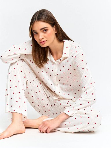 PIJAMA CAMISERO MUJER INDEX MANGA LARGA - 4