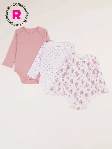 TRIPACK BODIES ALGODÓN NIÑA BABY HARVEST COLORES - 1