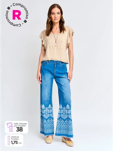JEANS MUJER TATIENNE ALGODÓN WIDE LEG - 1