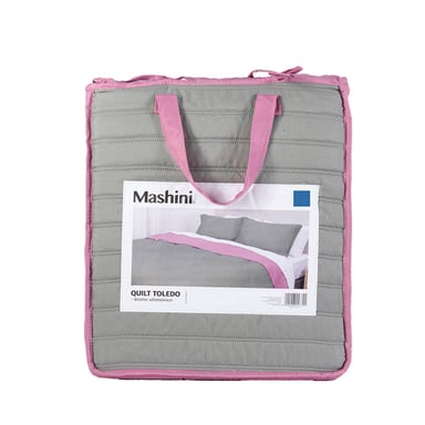 QUILT MASHINI TOLEDO MF 2 PLAZAS VERDE/ROSADO - 5