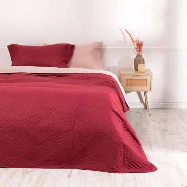 SET QUILT LISO + SÁBANA LISA MASHINI 1.5 PLAZAS ROJO - 1