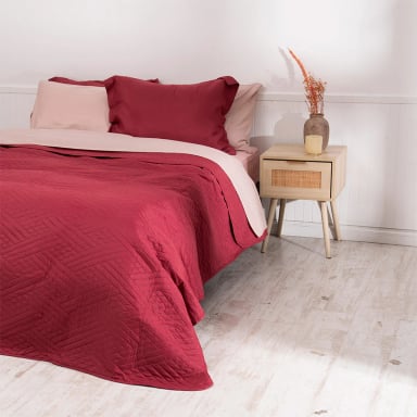 SET QUILT LISO + SÁBANA LISA MASHINI 1.5 PLAZAS ROJO - 2