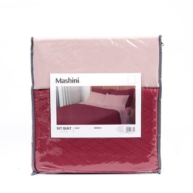 SET QUILT LISO + SÁBANA LISA MASHINI 1.5 PLAZAS ROJO - 5