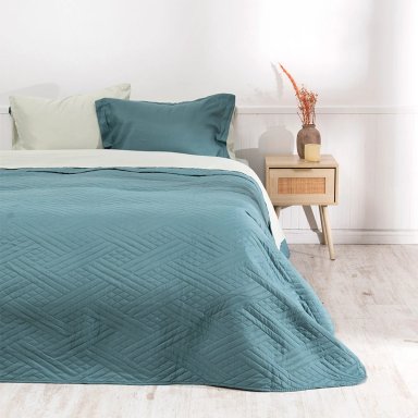 SET QUILT LISO + SÁBANA LISA MASHINI KING VERDE - 1