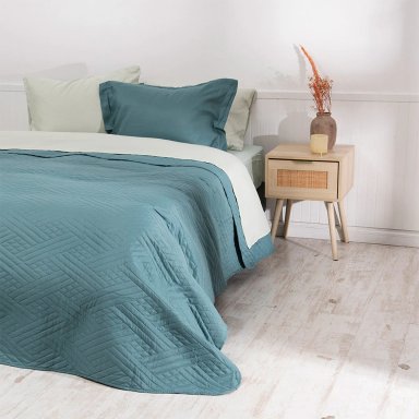 SET QUILT LISO + SÁBANA LISA MASHINI KING VERDE - 2