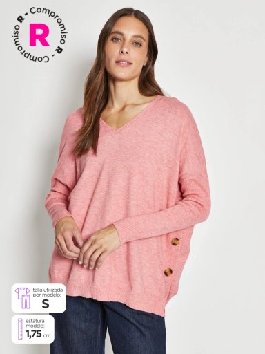 SWEATER MUJER REGATTA CUELLO EN V MANGA LARGA BOTONES - 1