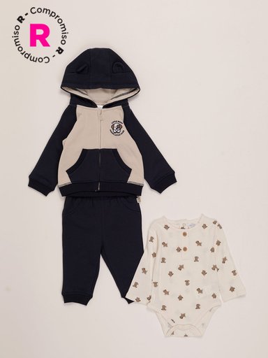CONJUNTO NIÑO BABY HARVEST POLERÓN CAPUCHA BODY Y  BUZO - 1