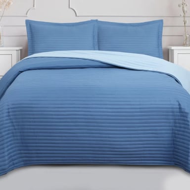 QUILT ANDES BICOLOR 1.5 PLAZAS AZUL - 1