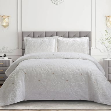 QUILT ANDES BORDADO FLORENCIA 1.5 PLAZAS BEIGE - 1