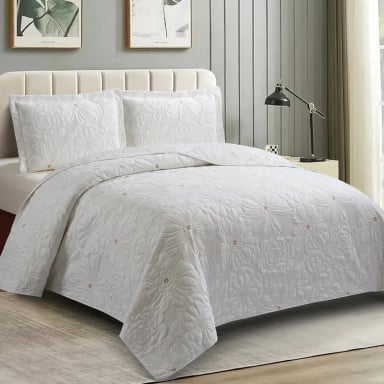 QUILT ANDES BORDADO FLORENCIA 1.5 PLAZAS BEIGE - 2