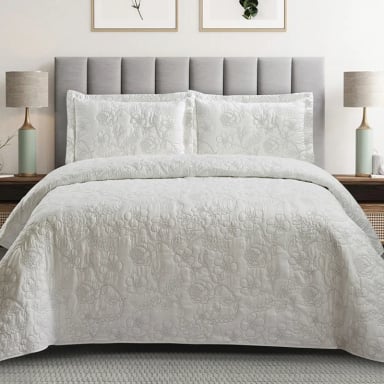 QUILT ANDES BORDADO FLORENCIA 1.5 PLAZAS GRIS - 1