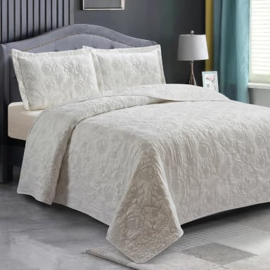 QUILT ANDES BORDADO FLORENCIA 2 PLAZAS GRIS - 2