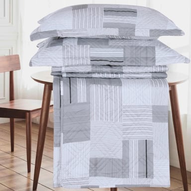 QUILT ANDES ESTAMPADO PATCHWORK KING GRIS - 2