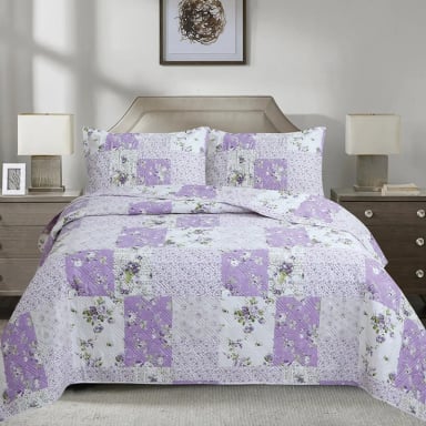 QUILT ANDES ESTAMPADO PATCHWORK KING LILA - 1