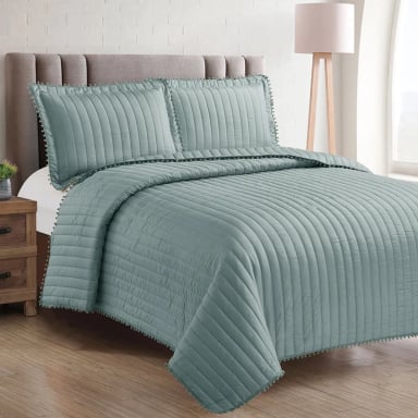 QUILT ANDES POM POM 2 PLAZAS AQUA - 1