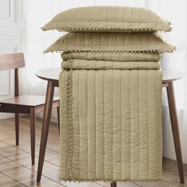 QUILT ANDES POM POM KING BEIGE - 3