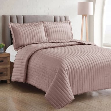 QUILT ANDES POM POM 2 PLAZAS ROSA - 1