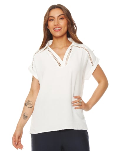 BLUSA MUJER WADOS ESCOTE EN V MANGA CORTA - 2