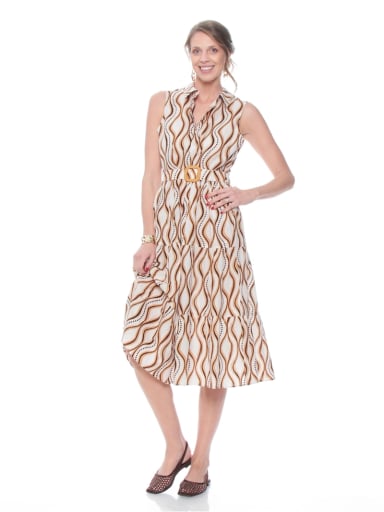 VESTIDO MUJER WADOS ALGODÓN ESTAMPADO ABOTONADO - 1