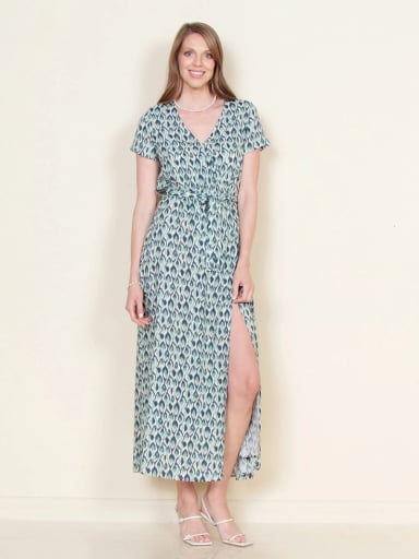 VESTIDO MANGA CORTA MUJER WADO'S ESCOTE V CON LAZO - 1