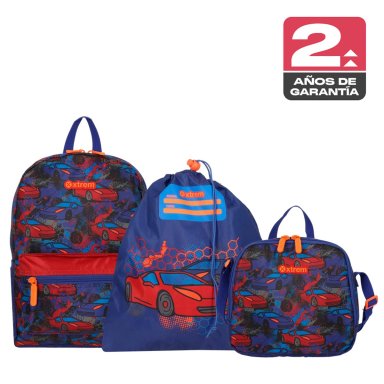 MINIPACK 6XT MOCHILA NIÑO XTREM AUTO AZUL - 1