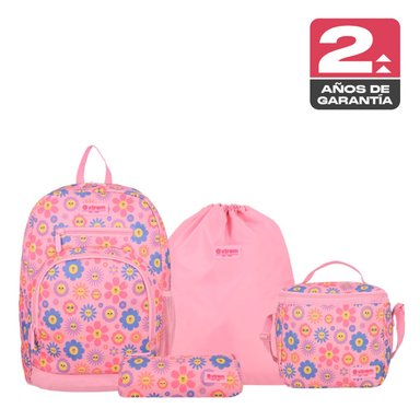 MULTIPACK 6XT MOCHILA NIÑA XTREM FLORES ROSADO - 1
