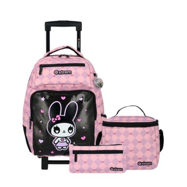 PACK MOCHILA CON RUEDAS XTREM RUN 6XT GATO NEGRO/LILA - 2