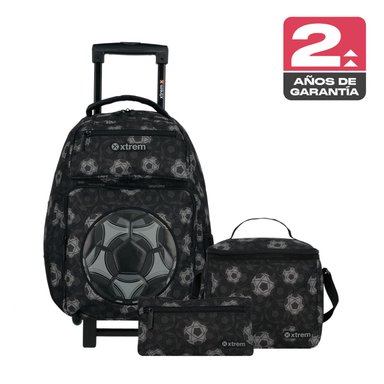 PACK MOCHILA CON RUEDAS XTREM RUN 6XT FÚTBOL NEGRO - 1