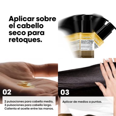 ACEITE BIFÁSICO CAPILAR LOREAL PROFESSIONNEL REPARACIÓN ABSOLUT REPAIR MOLECULAR 30 ML - 2