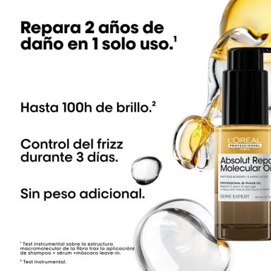 ACEITE BIFÁSICO CAPILAR LOREAL PROFESSIONNEL REPARACIÓN ABSOLUT REPAIR MOLECULAR 30 ML - 4