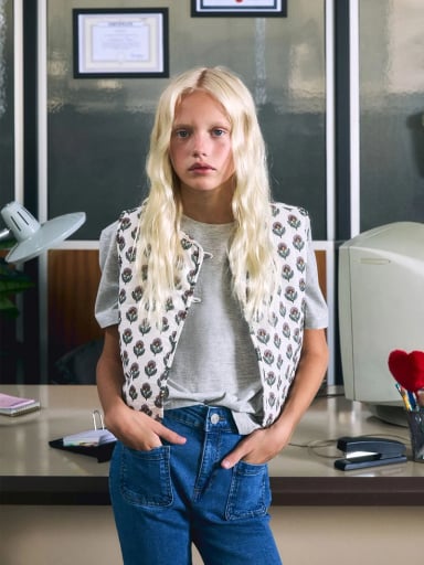 CHAQUETA SIN MANGA ALGODÓN NIÑA SFERA ESTAMPADA - 1