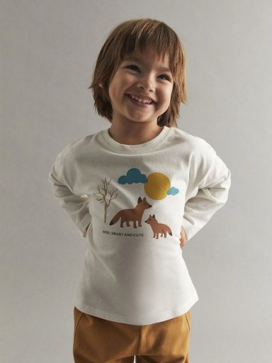 POLERA MANGA LARGA ALGODÓN NIÑO SFERA ESTAMPADA - 2