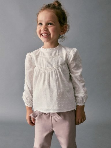 BLUSA MANGA LARGA ALGODÓN NIÑA SFERA PLUMETTI CINTAS - 1