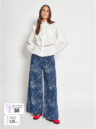 JEANS MUJER TATIENNE ALGODÓN WIDELEG JACQUARD - 1