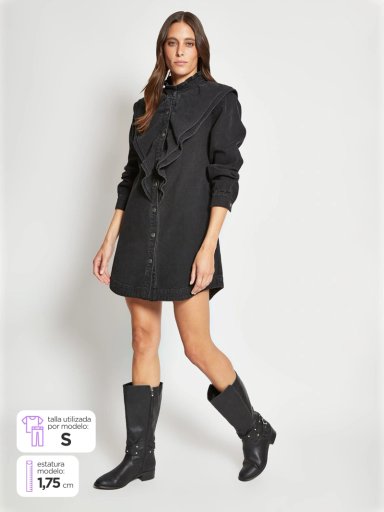 VESTIDO MUJER TATIENNE ALGODÓN DENIM RUFFLES - 1