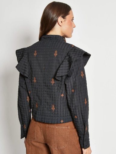 CHAQUETA MUJER TATIENNE ALGODÓN MANGA ANCHA RUCHA DELANTERA - 2