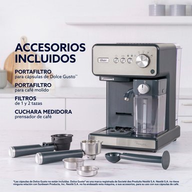 CAFETERA OSTER HIDROPRESIÓN PRIMA LATTE SILVER BVSTEM6604SS-052 - 7
