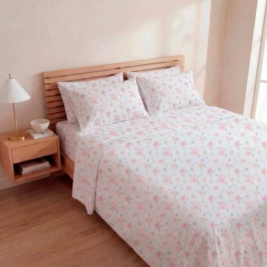 JUEGO DE SÁBANAS RIPLEY HOME ESTAMPADA 180 HILOS 2 PLAZAS FLORES ACUARELA - 1