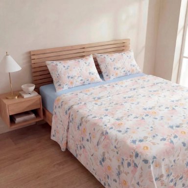 JUEGO DE SÁBANAS RIPLEY HOME ESTAMPADA 180 HILOS KING PEONIA ACUARELA - 1