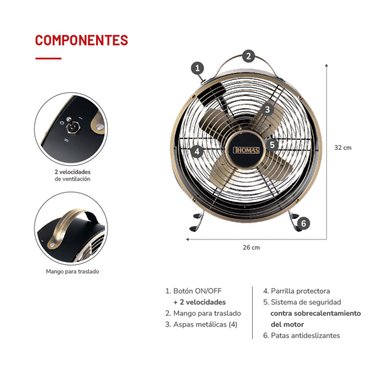 VENTILADOR SOBREMESA THOMAS TH-08BNM 25W - 5