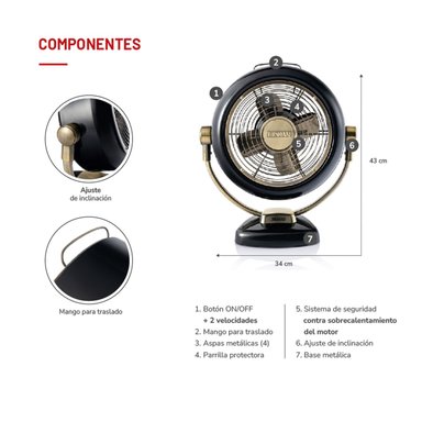 VENTILADOR SOBREMESA THOMAS RETRO TH-12BNM 23W - 5