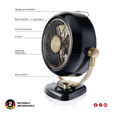 VENTILADOR SOBREMESA THOMAS RETRO TH-12BNM 23W - 6